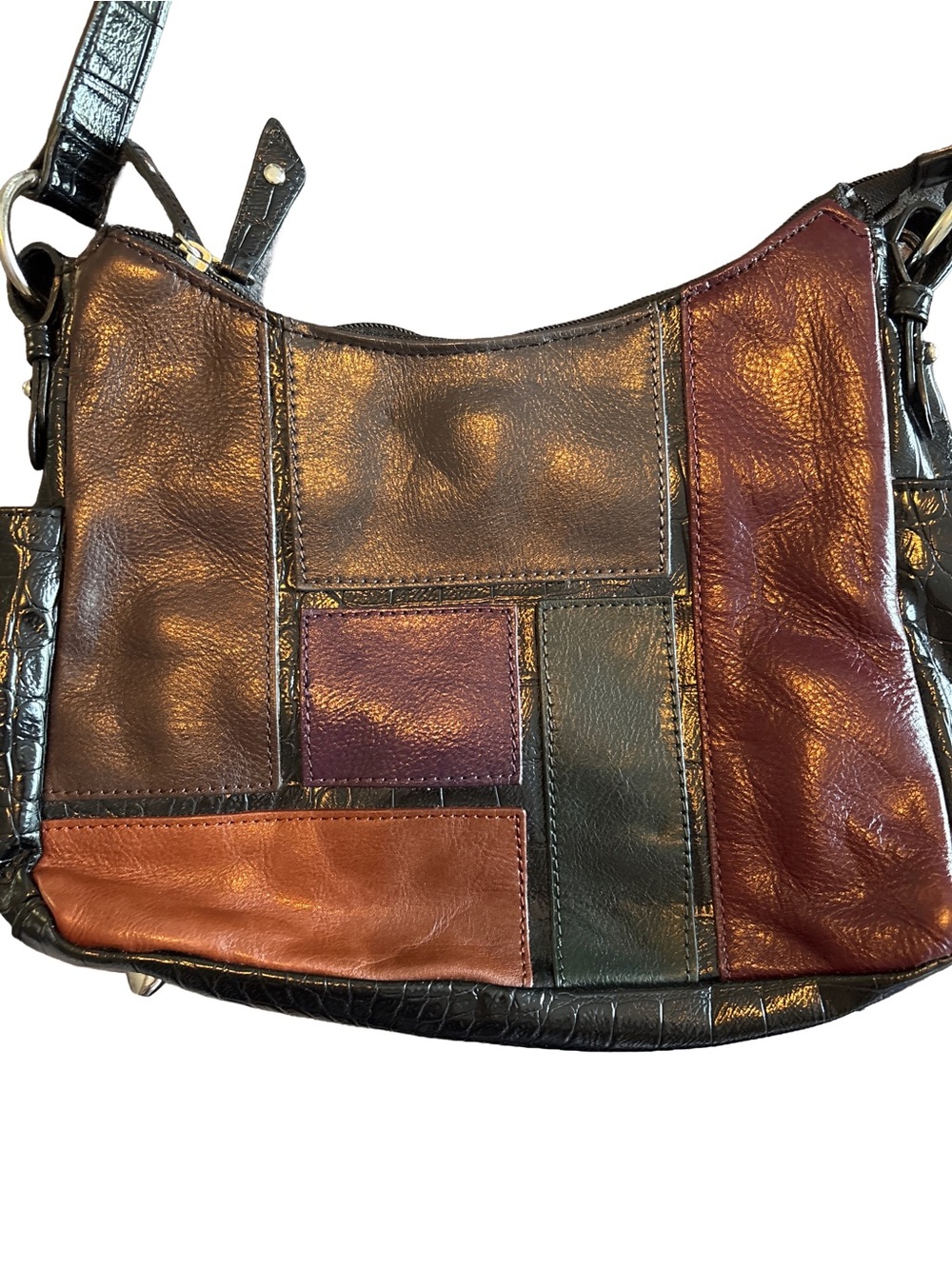Vintage Naturalizer Multi-Color Patchwork Leather Shoulder Bag - Picture 3 of 9